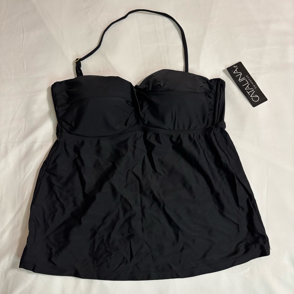 NWT Catalina Twist Front Bandeau Tankini Swimsuit Bikini Top size L